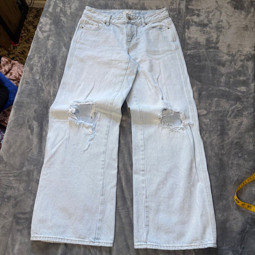 PacSun Low Rise‎ Baggy Jeans Womens 25 Light Wash Distressed Wide Leg Y2K Skater